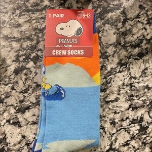 Peanuts Crew Socks - Blue, Orange, and Light Blue